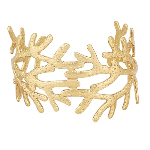 Mikovivi Armreifen für Damen, Dicker Goldener Korallenriff Armreif Bohème Öffnungsarmband Sommer Muschelschmuck Accessoire Mikovivi Armreifen für Damen, Dicker Goldener Korallenriff Armreif Bohème Öffnungsarmband Sommer Muschelschmuck Accessoire von Mikovivi