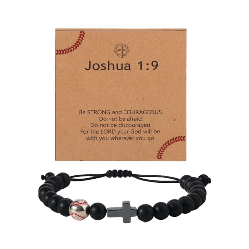 Mikovivi Baseball Kreuz Armband mit Kartenset, Verstellbare Christliche Kreuz Armbänder Sport Anhänger Schmuck Geschenke Religiöse Accessoires für Kinder Jugendliche Jungen Sohn Enkel von Mikovivi