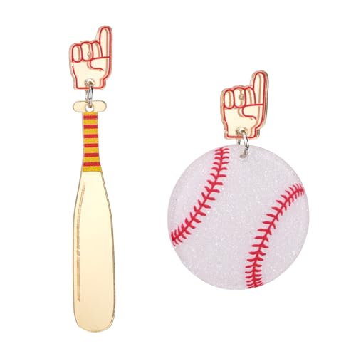Mikovivi Baseball Ohrringe, Acryl Mehrfarbige Baseballschläger Ohrringe Kugelform Ohrhänger Stilvoller Sportschmuck Geschenke für Frauen von Mikovivi