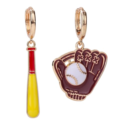 Mikovivi Baseball Ohrringe, Stilvolle Baseballhandschuh-Tropfenohrringe Zarte Ballschläger-Ohrringe Sportspieler-Schmuckgeschenke Ohrhänger für Frauen von Mikovivi