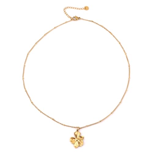 Mikovivi Boho-Blumenkette, Gold Halskette mit Blumenanhänger aus Edelstahl Zarte Halsketten mit Liebesanhänger Schmuckgeschenke Goldene Blumenketten für Frauen von Mikovivi