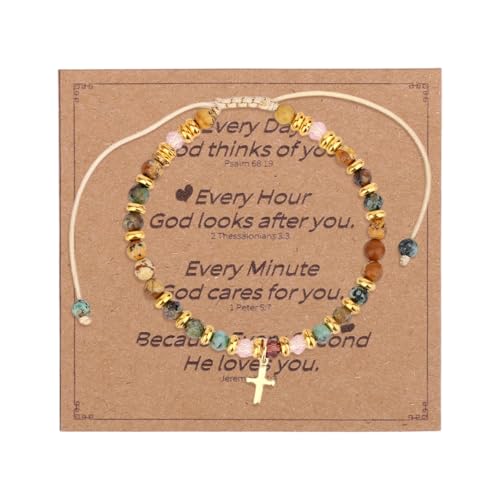 Mikovivi Christliche Kreuz Armbänder für Damen, Inspirierend Naturstein Armband Christliche Geschenke Verstellbarer Religiöser Schmuck für Taufe Kommunion Täglicher Glaube Mikovivi Christliche Kreuz Armbänder für Damen, Inspirierend Naturstein Armband Christliche Geschenke Verstellbarer Religiöser Schmuck für Taufe Kommunion Täglicher Glaube von Mikovivi