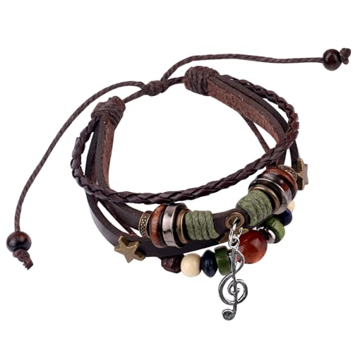 Mikovivi Fairy Grunge-Armbänder, Stapelbares Leder-Musikarmband Geflochtenes Perlenarmband Handgefertigte Perlenarmbänder Grunge-Schmuck Ästhetisches Fairycore-Grunge-Accessoire für Frauen von Mikovivi
