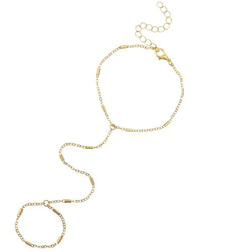 Mikovivi Gold Handketten Armband, Verstellbar Zierlich Ketten Ring Armband mit Fingerring Boho Sommerschmuck Strandaccessoires für Frauen Mikovivi Gold Handketten Armband, Verstellbar Zierlich Ketten Ring Armband mit Fingerring Boho Sommerschmuck Strandaccessoires für Frauen von Mikovivi