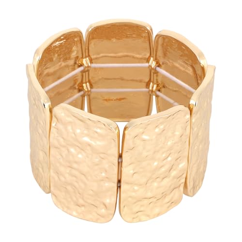Mikovivi Goldfarbener, Gehämmerter Armreif Verstellbarer Breiter Armreif aus Legierung Elastisches Armband Boho Schmuck für Frauen Mikovivi Goldfarbener, Gehämmerter Armreif Verstellbarer Breiter Armreif aus Legierung Elastisches Armband Boho Schmuck für Frauen von Mikovivi