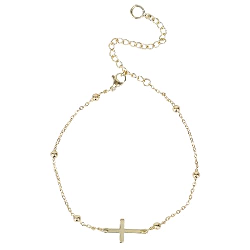 Mikovivi Kreuz Fußkettchen, Kupfer Verstellbar Sommer-Strand-Fußkettchen Stylisch & Minimalistisch Fußschmuck-Geschenk für die Frau von Mikovivi