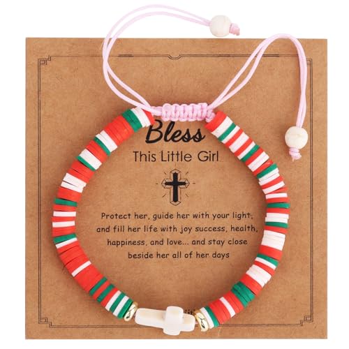 Mikovivi Kreuzarmband Mädchen, Jesus Armbänder für Erstkommunion Taufe Weihnachten Katholischer Schmuck für Kinder Teenager Tochter Enkelin von Mikovivi