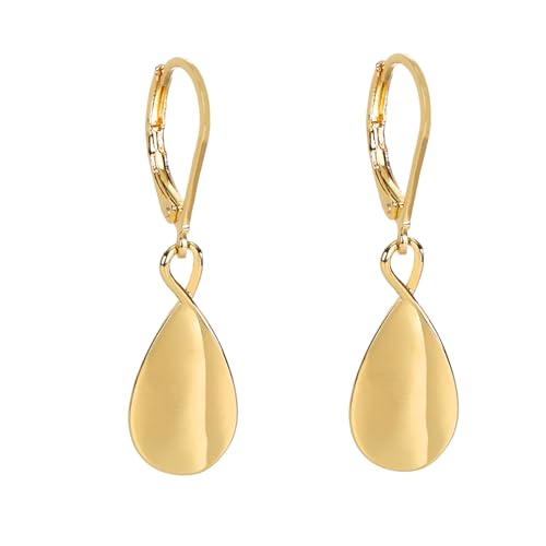 Mikovivi Leverback-Ohrringe für Damen, Kupfer-Tropfenohrringe Baumelnder Schmuck für Mutter Ehefrau Braut Geburtstag Weihnachten Jahrestag (Gold) von Mikovivi