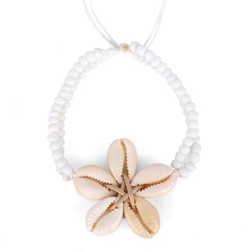 Mikovivi Muschel-Fußkettchen für Damen, Verstellbares Fußkettchen Boho-Stil mit Weißen Muschelperlen Doppellagig für Sommer Strand Urlaub Fußkette Dekoration Accessoires und Schmuckgeschenke von Mikovivi