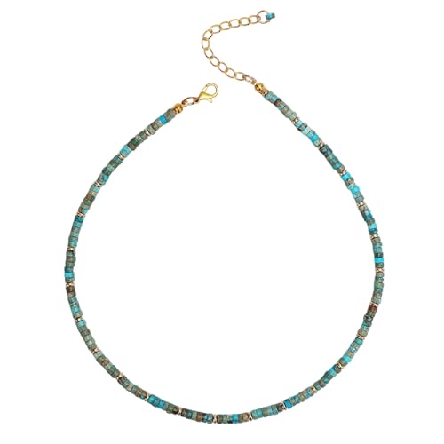 Mikovivi Muschel Halskette, Perlen Halskette Surfer Strand Halskette Strandmuschel Halskette für Damen Sommerschmuck (Blaugrün) von Mikovivi