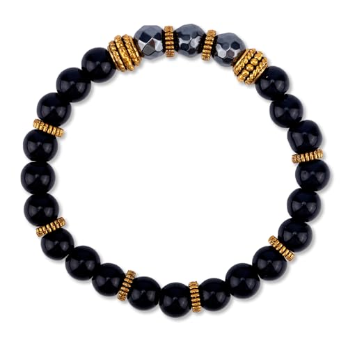 Mikovivi Obsidian Armband, Armband aus Schwarzem Obsidian-Stein Unisex Spiritueller Schutz Schmuck Geschenke Therapie-Perlenarmbänder zur Drucklinderung von Mikovivi
