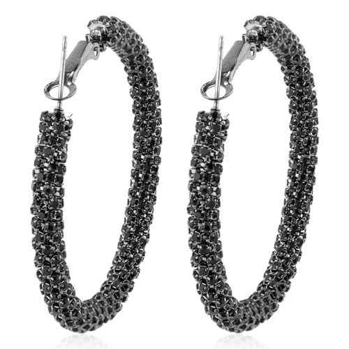 Mikovivi Schwarze Zirkonia Creolen, Persönliche Zarte Runde Creolen mit Strasssteinen für Damen Exquisites Modeschmuck Accessoire Mikovivi Schwarze Zirkonia Creolen, Persönliche Zarte Runde Creolen mit Strasssteinen für Damen Exquisites Modeschmuck Accessoire von Mikovivi