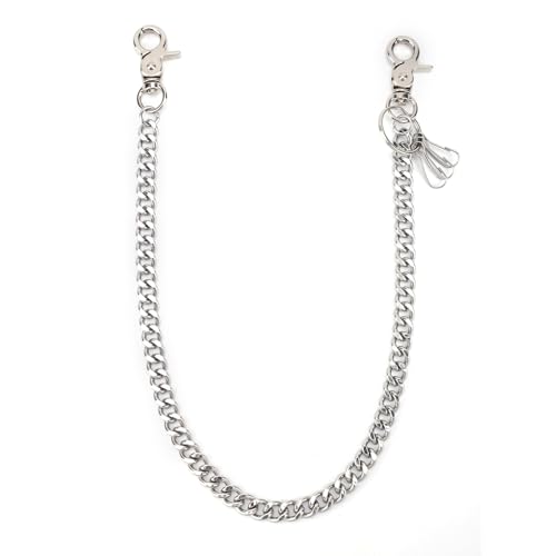 Mikovivi Silberne Punk-Jeansketten, Hip-Hop-Gothic-Hosengürtelkette Robuster Metall-Schlüsselanhänger mit Sicherem Verschluss für Männer und Frauen von Mikovivi