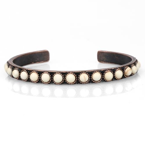 Mikovivi Türkis Armband Damen, Synthetisches Türkis Manschettenarmband Bohemian Western Boho Schmuck für Sommer Strand Party Freizeitkleidung Cowboy Geschenke von Mikovivi