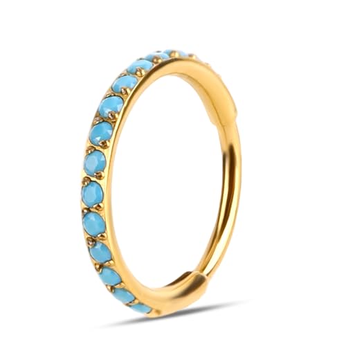 Mikovivi Türkisfarbene Nasenringe, 7 mm Nasenpiercing-Schmuck Septumring mit Scharniersegment Geschenk für Frauen und Männer Sicher und Angenehm zu Tragen (Gold) von Mikovivi
