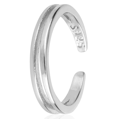 Mikovivi Verstellbare Zehenringe aus 925er Sterlingsilber, Minimalistisch Offen Schlichtes Design Sommer-Fußschmuck für den Strand für Damen Sommergeschenk (2-Reihig) von Mikovivi