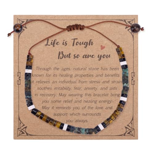 Mikovivi Verstellbares Naturstein Armband, Handgefertigt Stilvoll Inspirierendes Steinarmband für Frauen Männer Ermutigendes Schmuckgeschenk für Freunde Liebste Geburtstag Weihnachten von Mikovivi