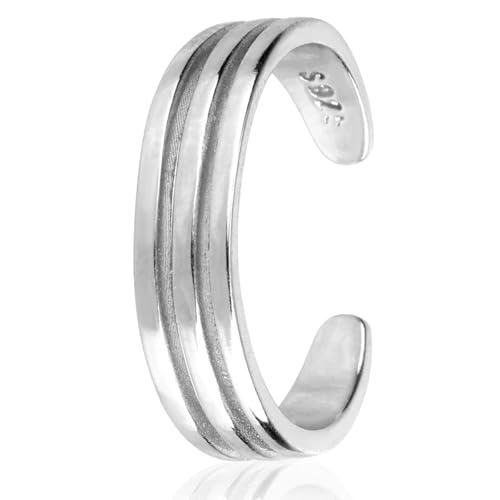 Mikovivi Zehenring aus 925er Sterlingsilber, Verstellbar Minimalistisch Offenes Band Zehenringe Sommer Strand-Fußschmuck für Frauen Sommer (3-Reihig) von Mikovivi