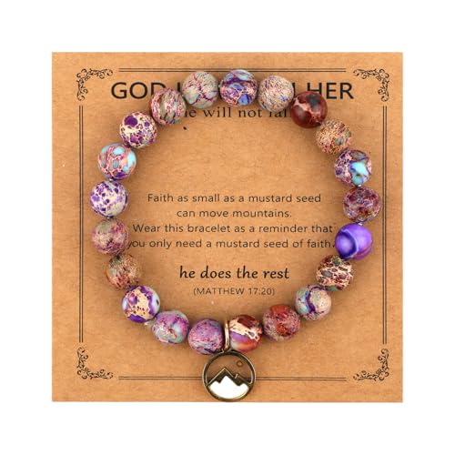 Move Mountains Senfkorn-Armband, Silber/Gold Religiöser Glaubensschmuck für Frauen mit Inspirierender Karte und Geschenkbox für Konfirmation Ostern Schulabschluss Geburtstag Geschenk von Mikovivi