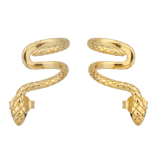 Schlangenwickelohrringe für Damen, Goldene Halloween-Gothic-Schlangenohrringe Trendiger Tierschmuck Goth-Punk-Schlangen-Accessoires für Frauen Halloween von Mikovivi