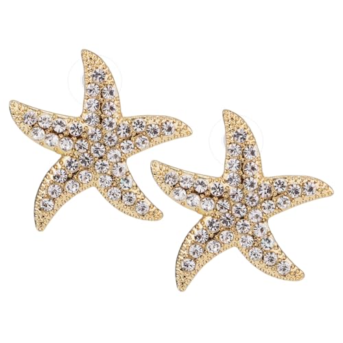 Seestern-Ohrringe mit Goldenen Strasssteinen, 3,5cm Boho-Seestern-Ohrringe Ansprechende Ohrstecker Seestern Sommer Strandohrringe Ohrstecker Seestern Halloween-Geschenke für Frauen Mädchen von Mikovivi