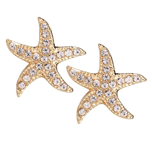 Seestern-Ohrstecker für Damen, 1,8cm Goldene Boho-Seestern-Ohrstecker Strass-Seestern-Ohrringe Ozean-Ohrringe Seestern-Ohrstecker für Geschenk Sommer Strand Schmuck Trendige Accessoires von Mikovivi