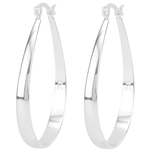 Silberne Creolen Damen, Metall Große Ovale Creolen Trendig Leicht Großer Creolenschmuck als Geschenk zum Geburtstag Jahrestag Oder Weihnachten von Mikovivi