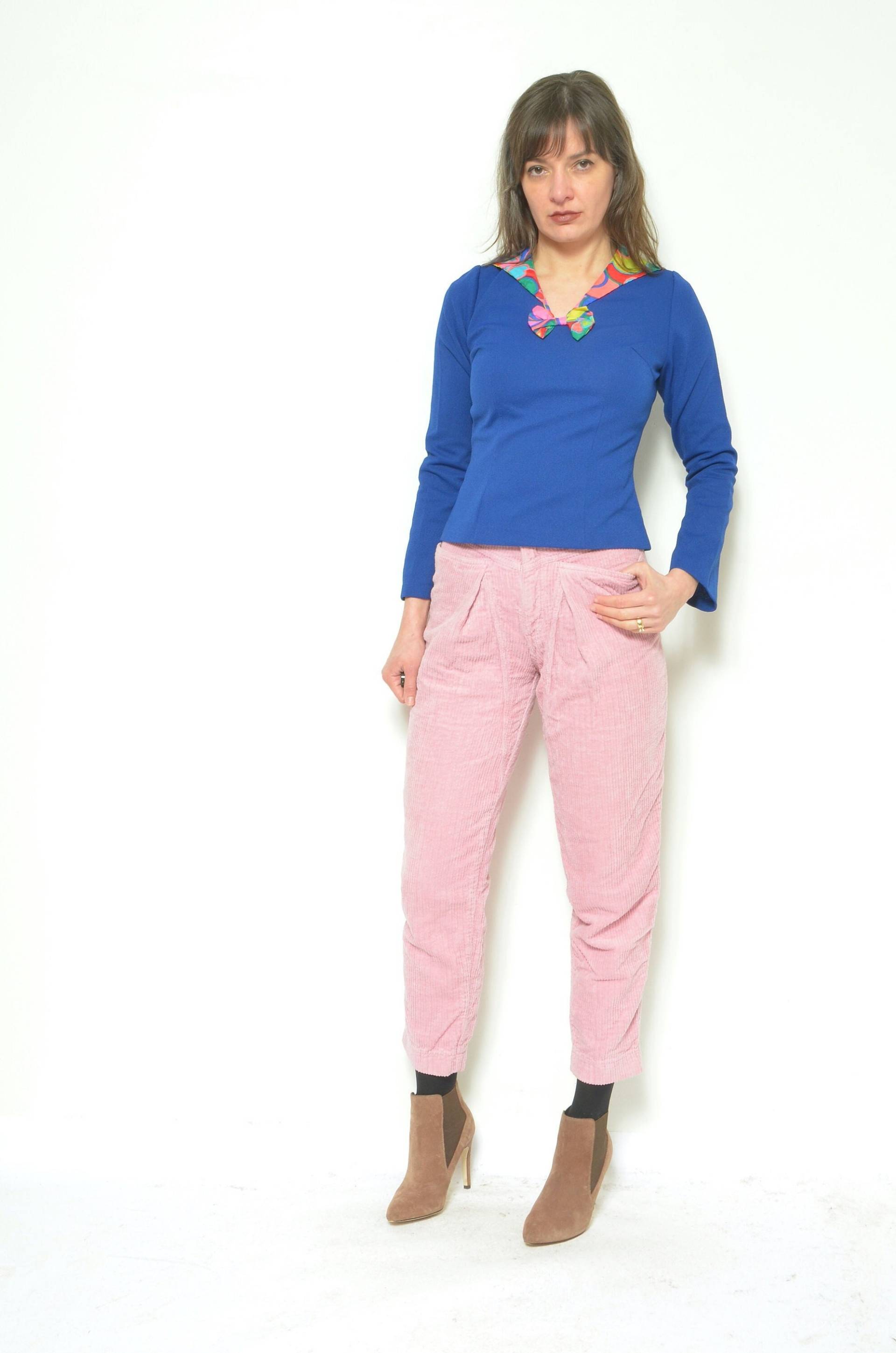 70Er Jahre Schleifen Bluse - Matrosen Kragen Langarm Gr Xs von MikseStudio