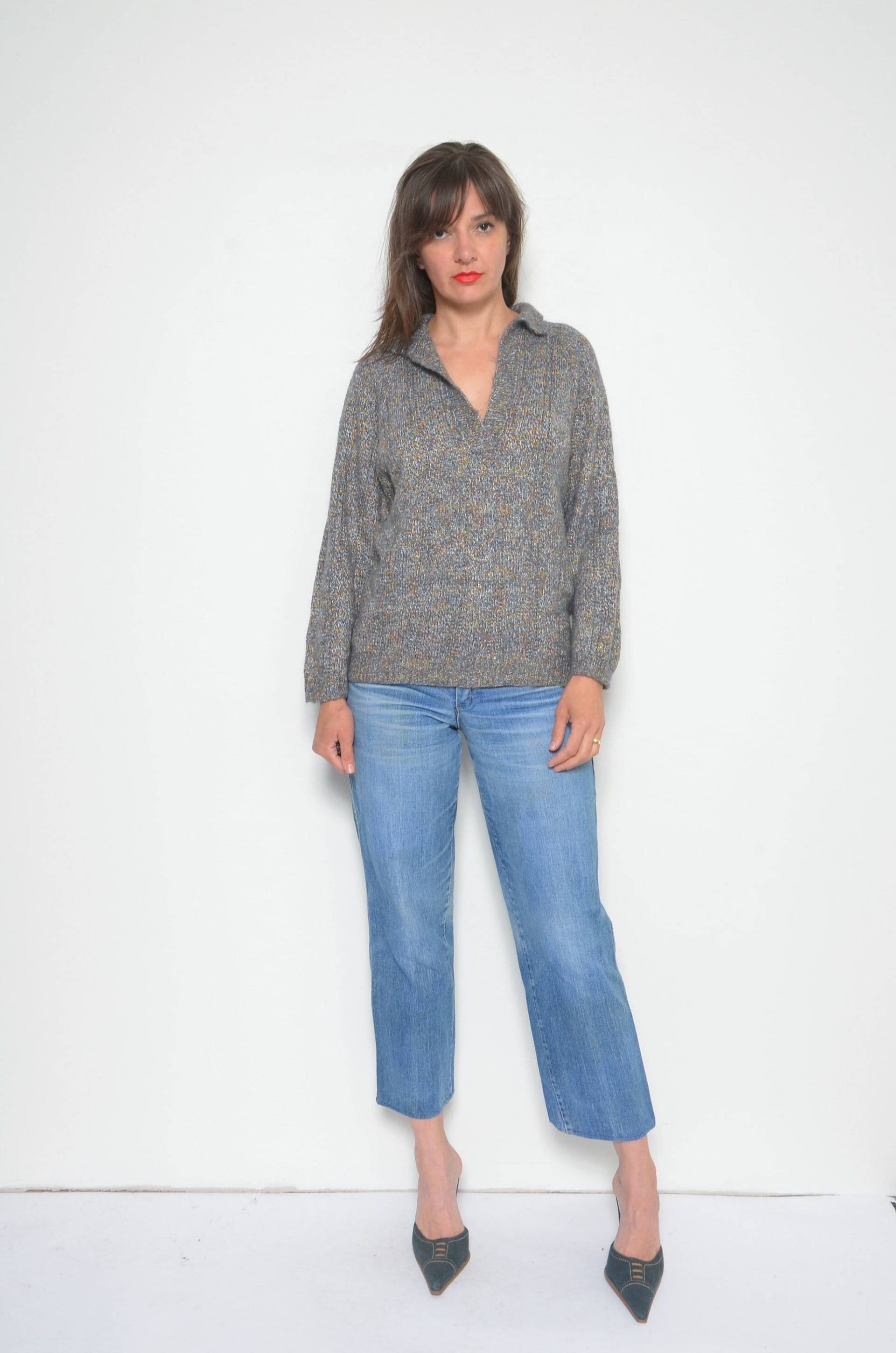 80Er Jahre Pullover/Vintage Mit Flauschkragen - Größe Medium von MikseStudio