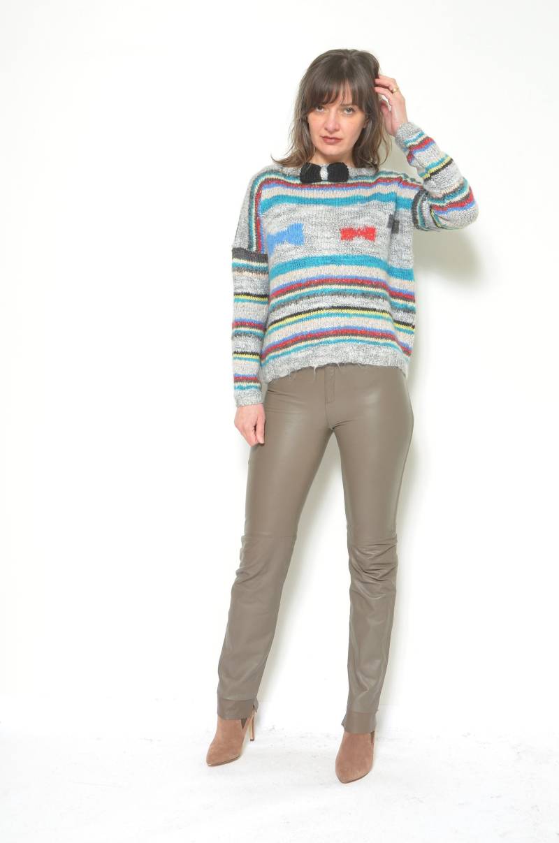 80Er Jahre Schleife Bunter Pullover/Vintage Mehrfarbiger Abstrakter - Größe Klein von MikseStudio