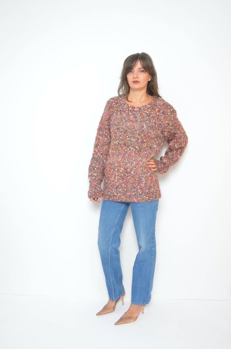 90Er Jahre Fuzzy Wool Blend Sweater Vintage Grobstrick-Pullover | M/L von MikseStudio