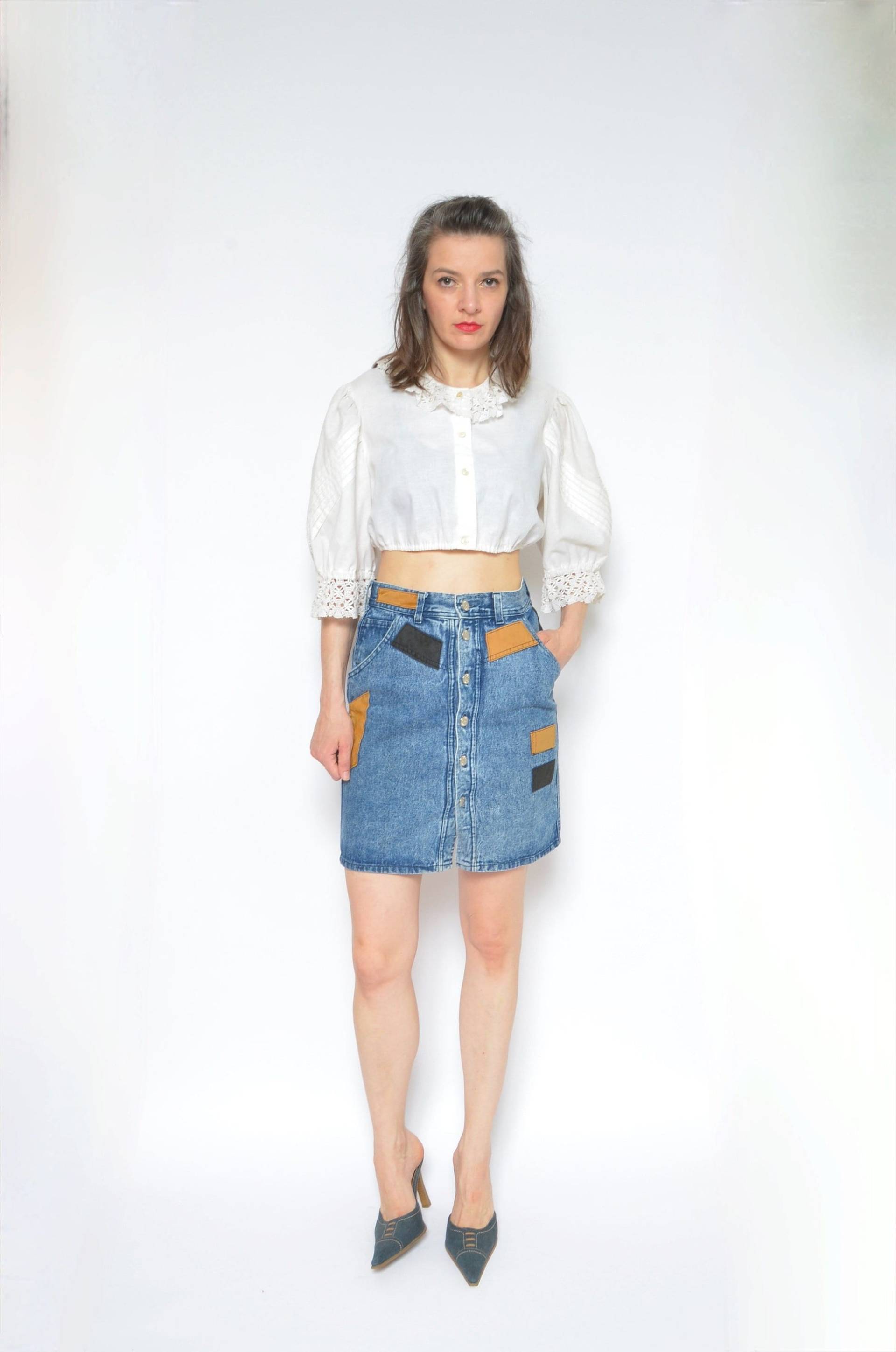 90Er Jahre Patchwork Jeansrock/Midi von MikseStudio