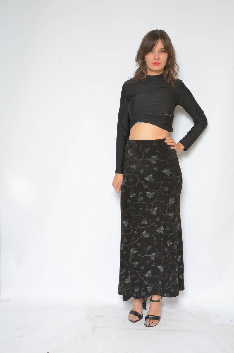 Cut Out Crop Top/Vintage 90Er Langarm Spandex Cropped Bluse - Größe M von MikseStudio
