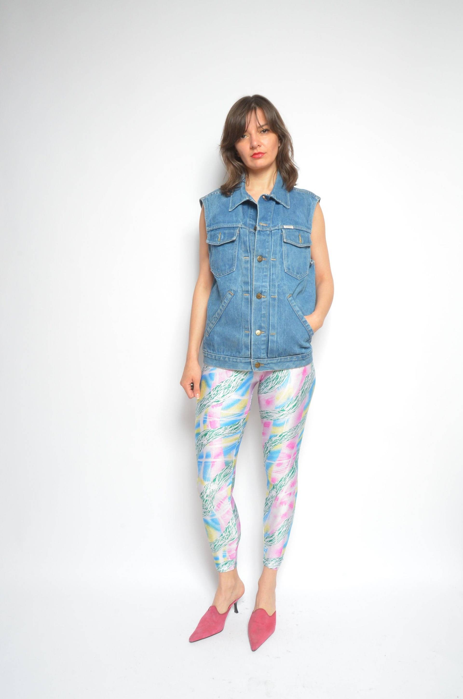 Denim Pocket Weste/Vintage 90Er Jahre Jean Button Ärmellose Jacke - Größe Medium von MikseStudio