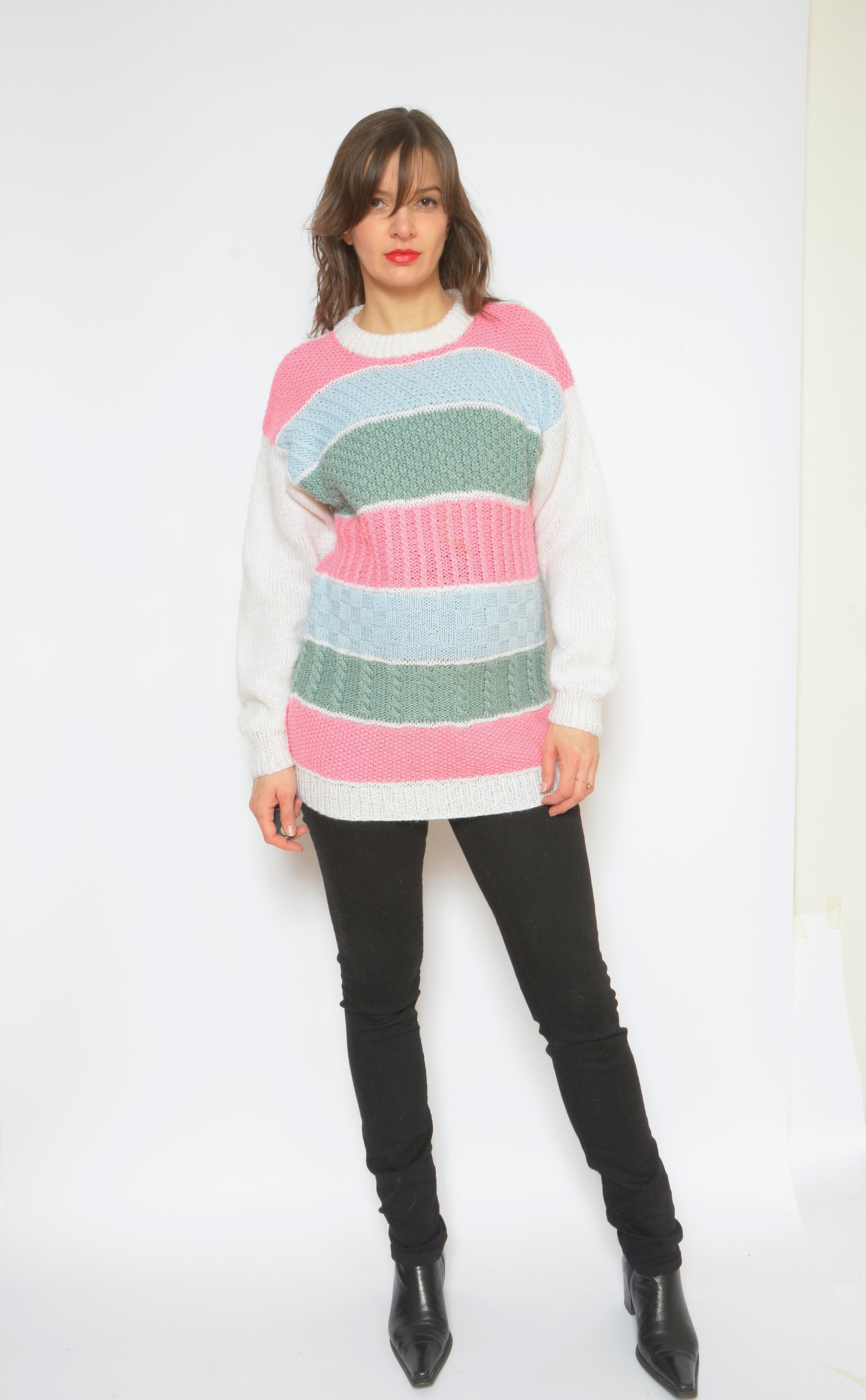 Farbe Blocking Pullover /Vintage 90Er Jahre Multi Stricken Langen - Größe Medium von MikseStudio