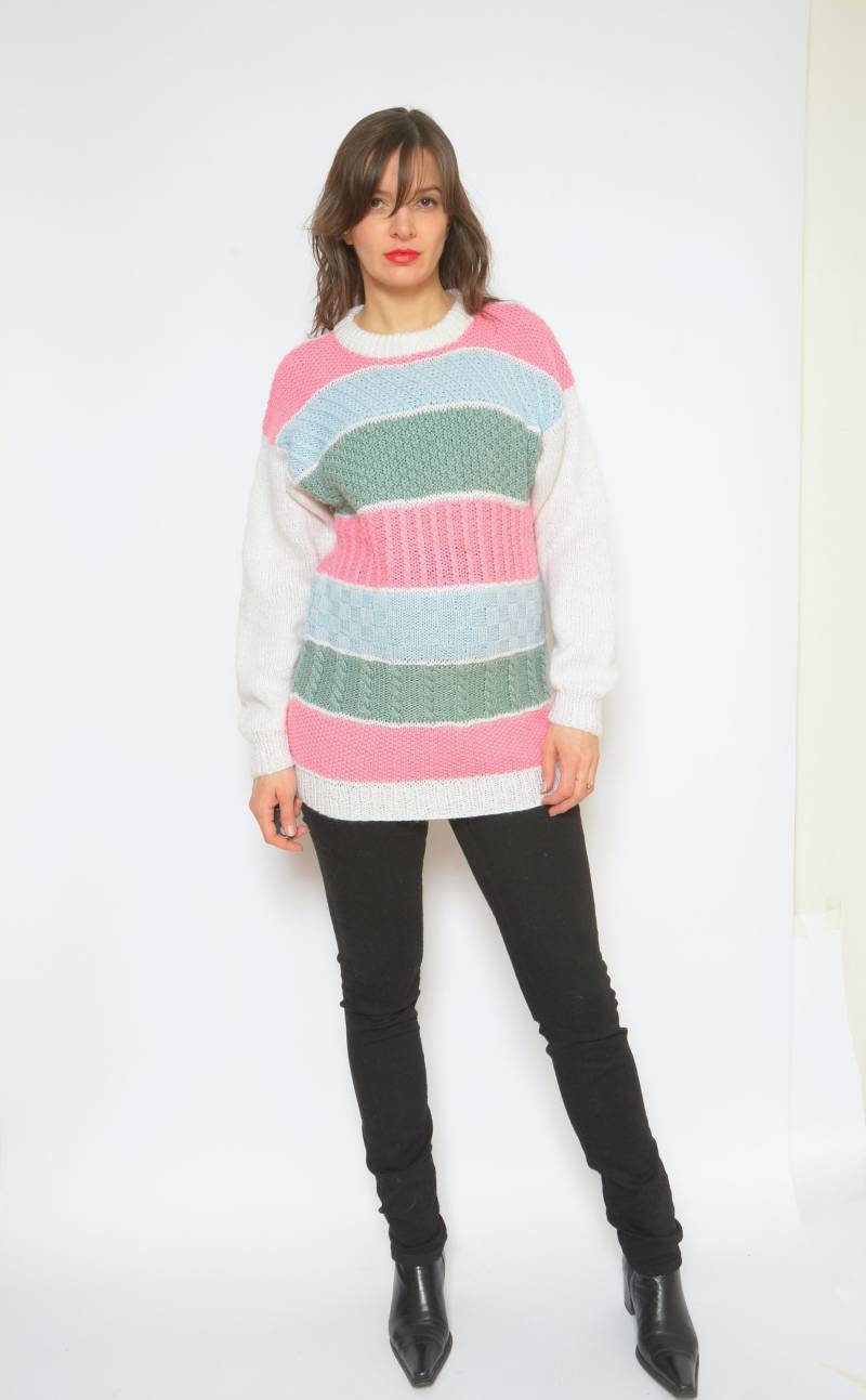 Farbe Blocking Pullover /Vintage 90Er Jahre Multi Stricken Langen - Größe Medium von MikseStudio