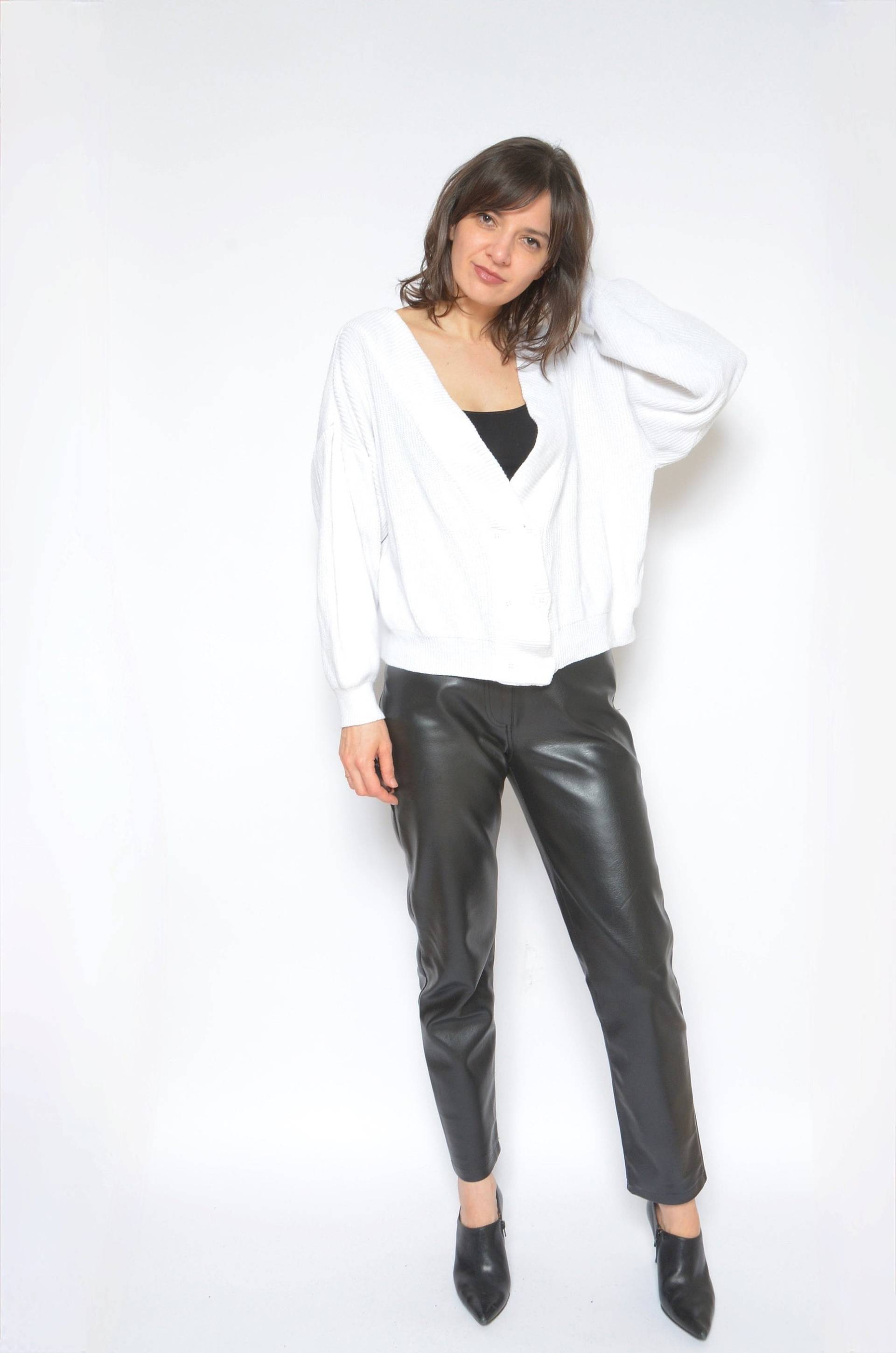 Gerippter Cardigan Mit Knöpfen/Vintage 80Er-Jahre-Kurzpullover Aus Übergroßer Baumwolle - Größe Small/Medium von MikseStudio