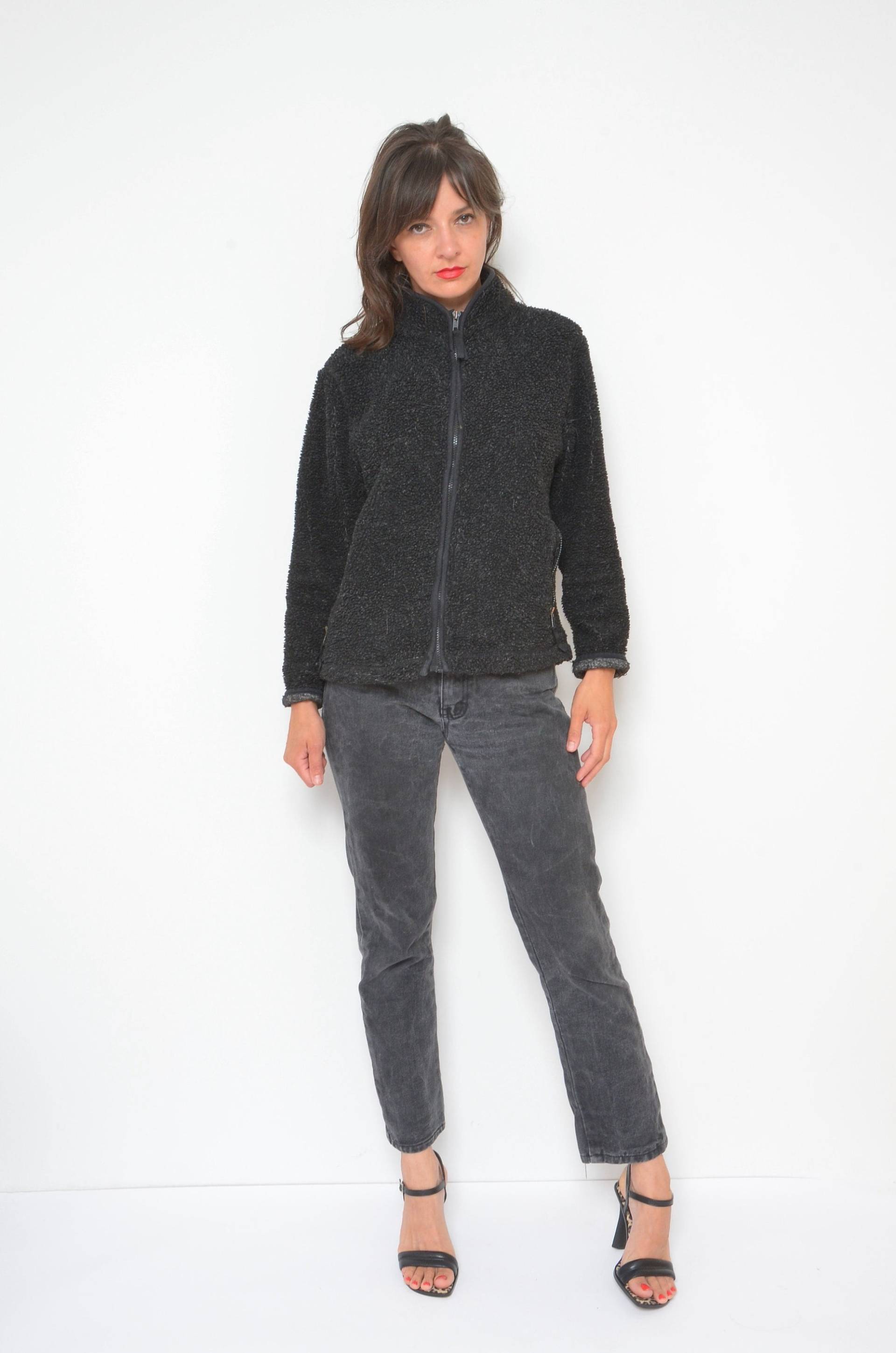 Kunstpelz Jacke/Vintage 90Er Jahre Fuzzy Zipper Fleece Warmer Pullover - Größe Medium von MikseStudio