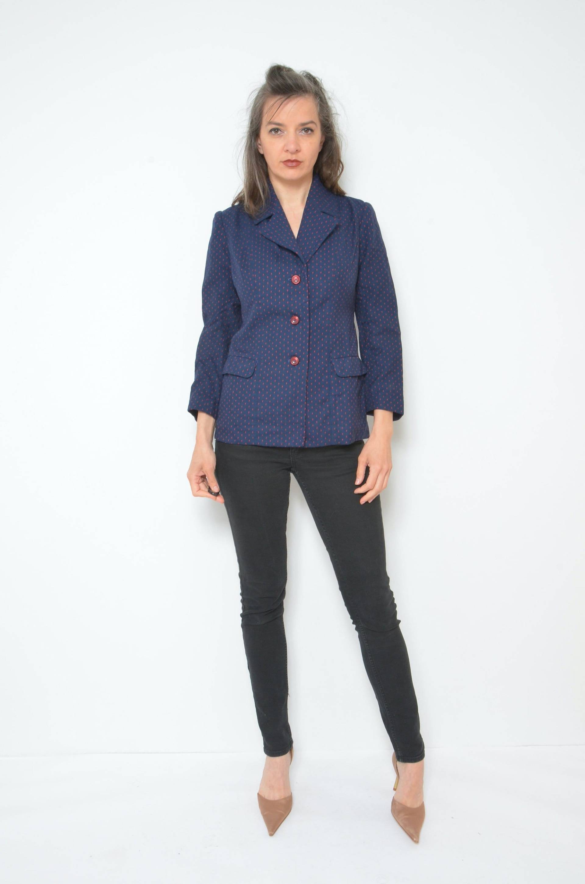 Micro Pattern Blazer/Vintage 80Er Jahre Buttons Jacket - Size Small von MikseStudio