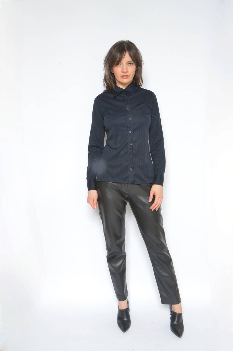 Transparente Knopfbluse/Vintage 90Er Jahre Durchsichtiges Langärmliges Gestreiftes Hemd - Größe von MikseStudio