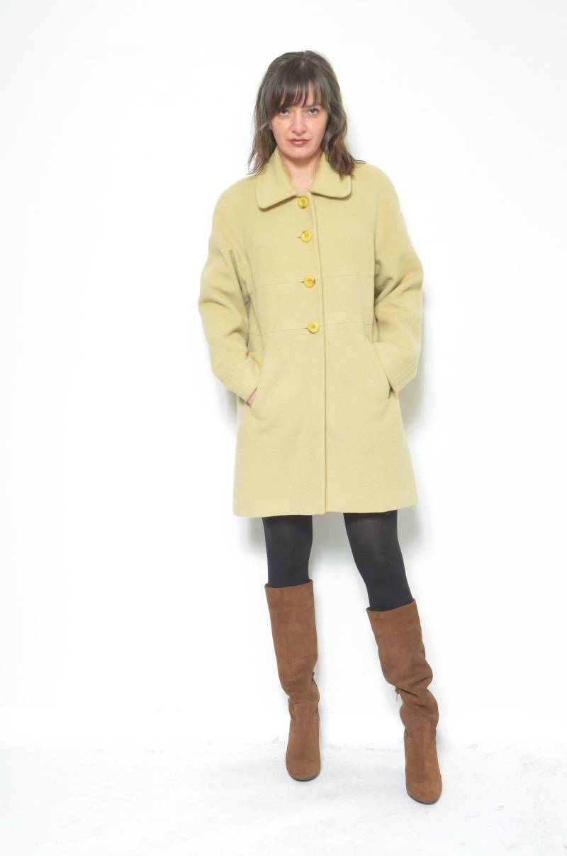 Vintage 80Er Jahre Mohair Wolle Mantel Mit Knöpfen - Größe M von MikseStudio