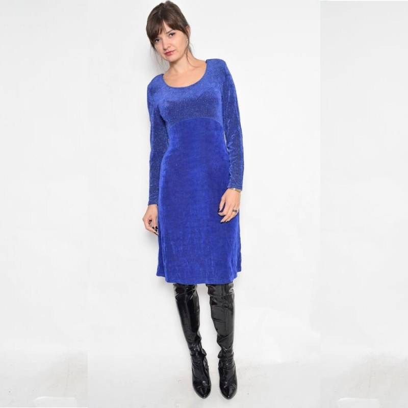 Vintage 90Er Jahre Blaues Funkelndes Midi Kleid - Größe Medium von MikseStudio