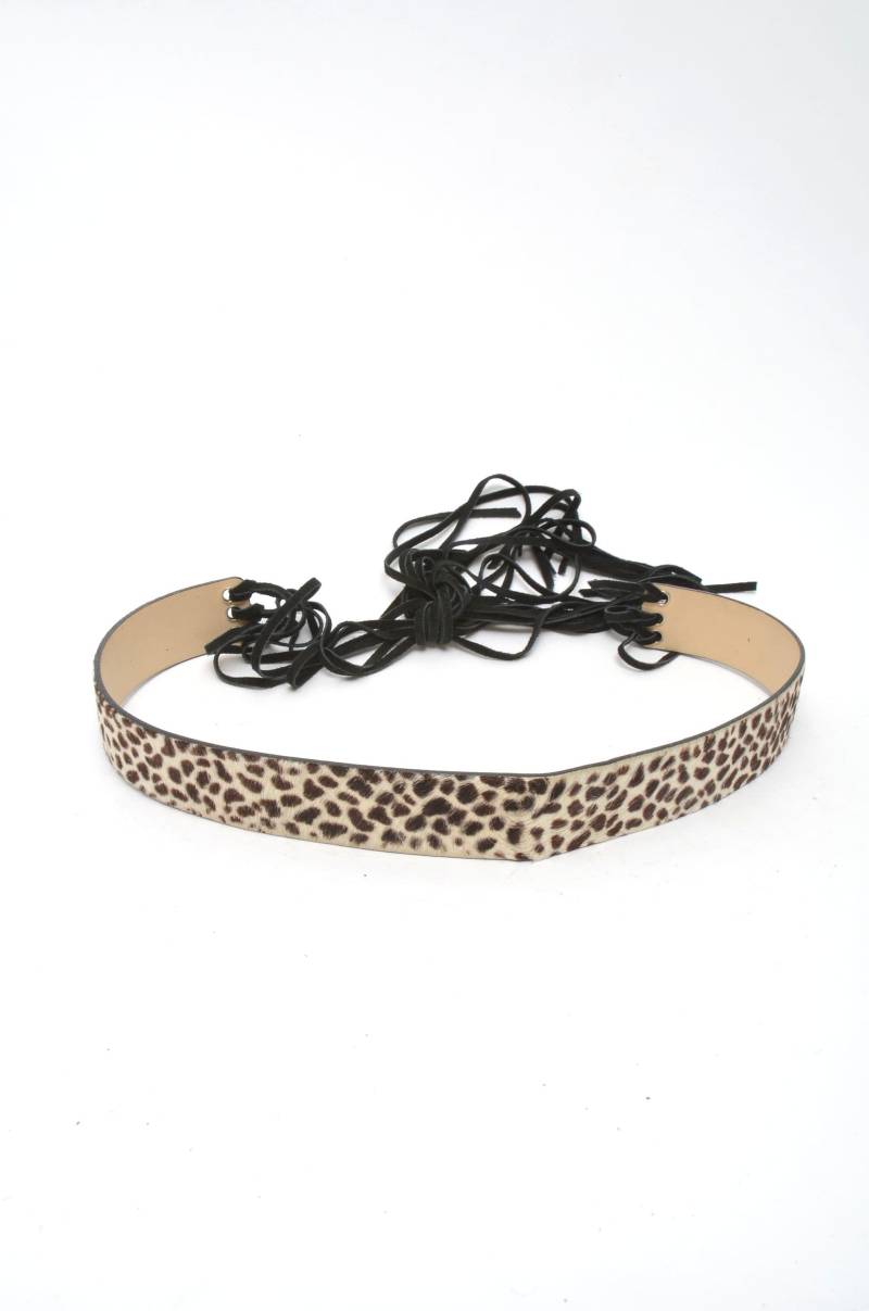 Vintage 90Er Jahre Brauner Kunstleder Gürtel Mit Schwarzer Wildleder Quaste Krawatten | Made in France von MikseStudio