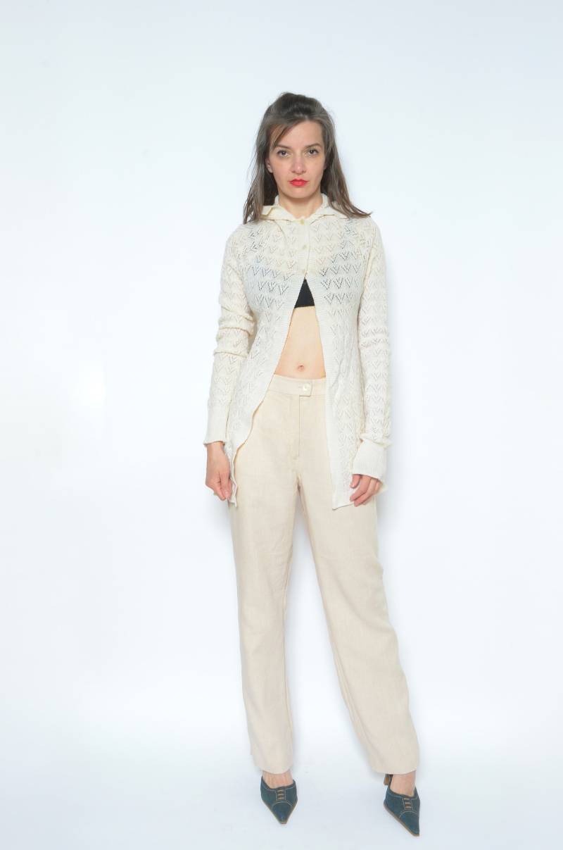 Vintage 90Er Jahre Cardigan Schlichte Strickjacke Mit Langer Knopfleiste, Extra Small von MikseStudio