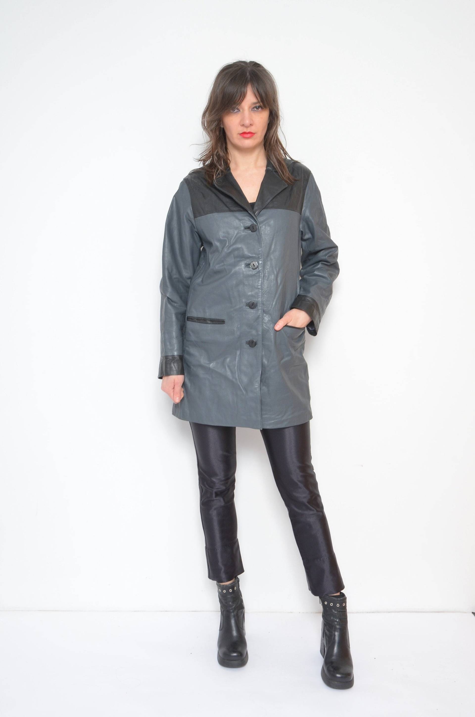 Vintage 90Er Jahre Color Block Leder Blazer von MikseStudio