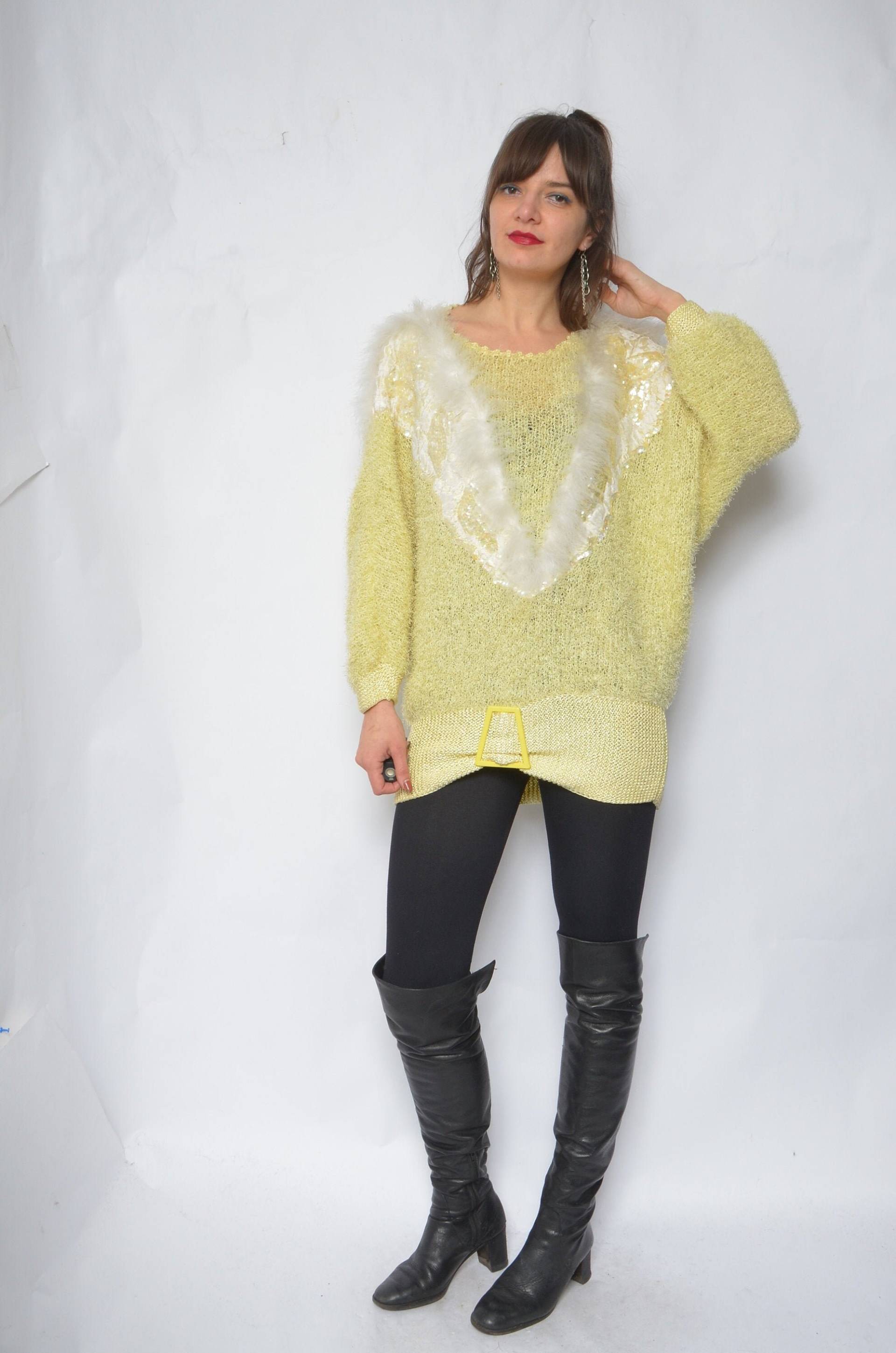 Vintage 90Er Jahre Pullover Farbblock-strickpullover, Größe Medium von MikseStudio