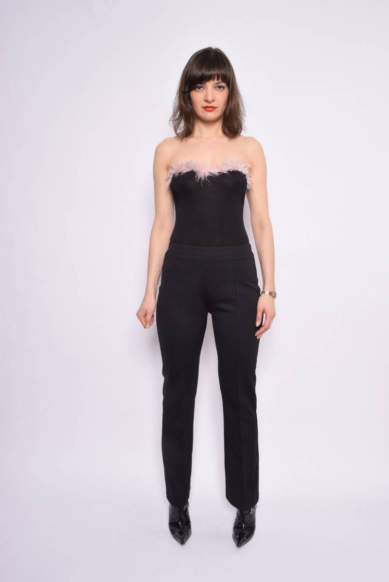 Vintage 90Er Schwarze Hose Mit Hoher Taille Und Geradem Bein - Größe Medium von MikseStudio