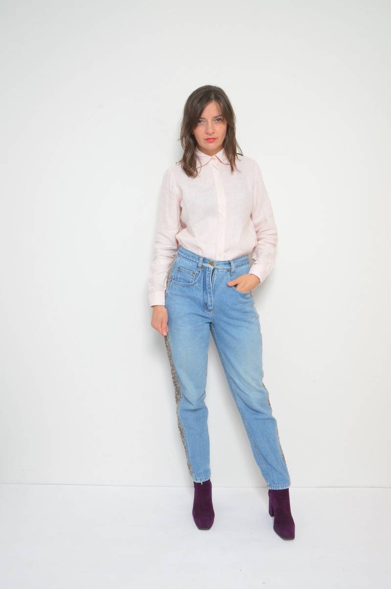 Vintage 90S Leinen Knopfleiste Hellrosa Langarm Top - Xs von MikseStudio