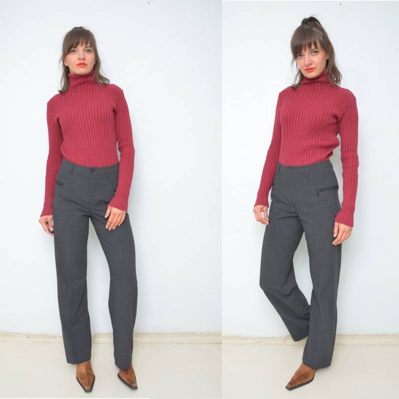 Vintage Hose Mit Geradem Bein/90Er Jahre Weitem Und Hoher Taille Reißverschlusstaschen - Größe Medium von MikseStudio