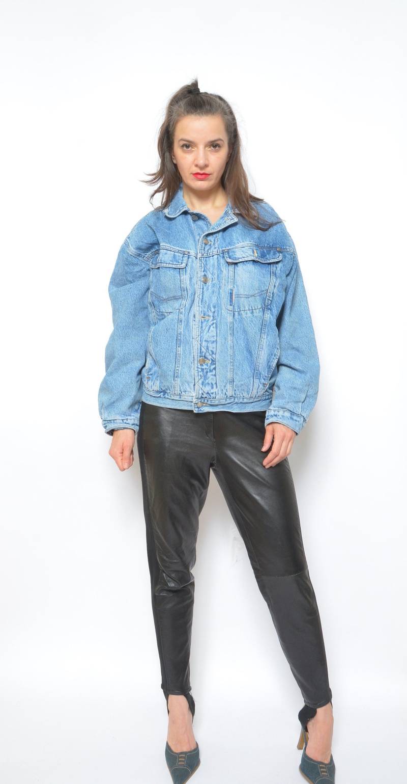 Vintage Lined Jeans Jacke 90Er Jahre Trucker Jeans, Größe Medium von MikseStudio